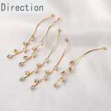 18k Copper-Plated Willow Leaf Zircon Tassel Earrings
