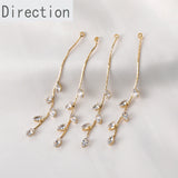 18k Copper-Plated Willow Leaf Zircon Tassel Earrings