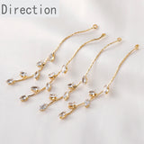 18k Copper-Plated Willow Leaf Zircon Tassel Earrings