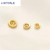 18k Copper Plated Zircon Wheel Bead for Bracelets, Necklaces, Earrings