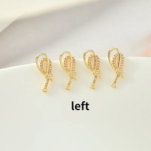 Copper Plated 18k Zircon Bow Earrings Jewelry Accessories