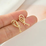 Copper Plated 18k Zircon Bow Earrings Jewelry Accessories