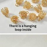 18k Porous Tassel Flower Hat Holder Pendant Earrings