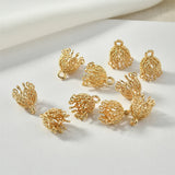18k Porous Tassel Flower Hat Holder Pendant Earrings