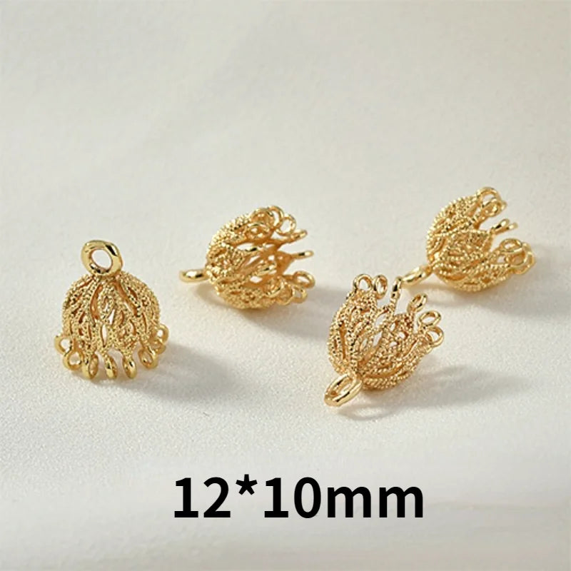 18k Porous Tassel Flower Hat Holder Pendant Earrings
