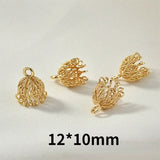 18k Porous Tassel Flower Hat Holder Pendant Earrings