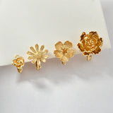 18k Rose Flower Cherry Blossom Ear Clip DIY Jewelry Material