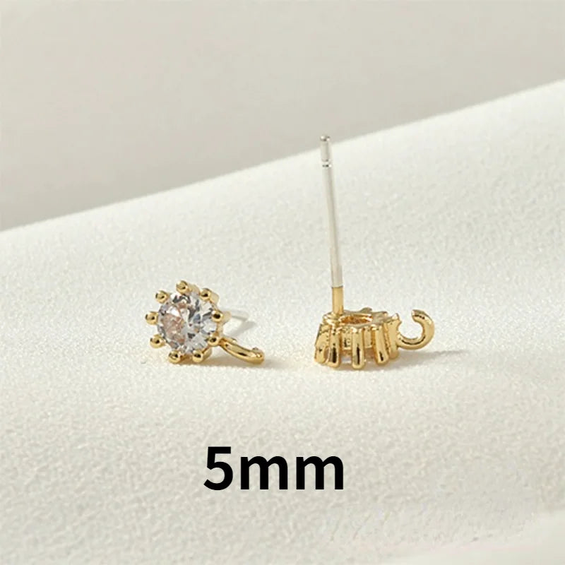 18k Zircon Earrings DIY Jewelry Material Accessories