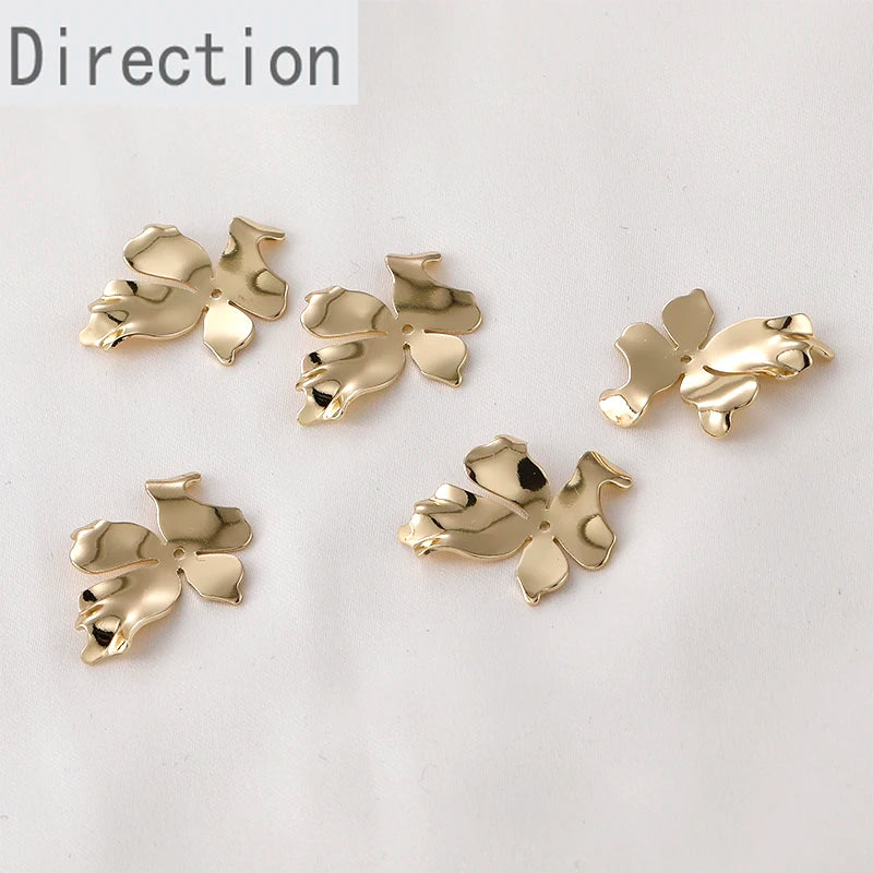 14k Copper-plated Petal Flower Piece Earring DIY Material