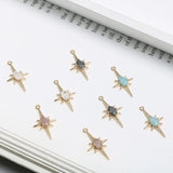 Copper-plated Snowflake Zircon Star Pendant DIY Jewelry Earrings Nail Accessory