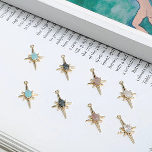 Copper-plated Snowflake Zircon Star Pendant DIY Jewelry Earrings Nail Accessory