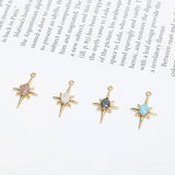 Copper-plated Snowflake Zircon Star Pendant DIY Jewelry Earrings Nail Accessory