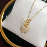 Copper Zirconium Love Clasp Necklace Pendant