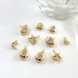 Copper Micro-Inlaid Zircon Shell Star Moon Pendant DIY Jewelry