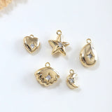 Copper Micro-Inlaid Zircon Shell Star Moon Pendant DIY Jewelry
