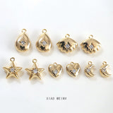 Copper Micro-Inlaid Zircon Shell Star Moon Pendant DIY Jewelry