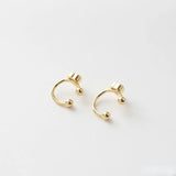 Copper-plated Gold Peach Heart Ear Clip Pendant Earrings