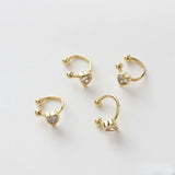 Copper-plated Gold Peach Heart Ear Clip Pendant Earrings