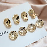 Copper-Plated 18k Round Pattern Earring Piece - DIY Jewelry