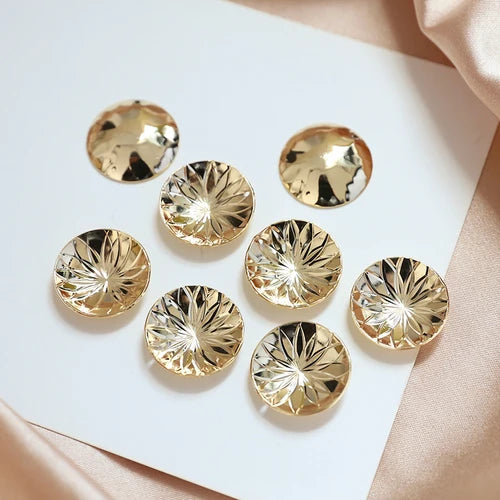 Copper-Plated 18k Round Pattern Earring Piece - DIY Jewelry