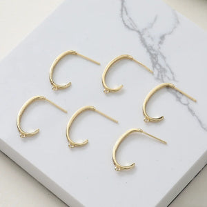 Copper-Plated C-Shaped Earrings with Zirconium Inlay DIY Material