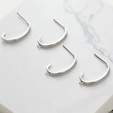 Copper-Plated C-Shaped Earrings with Zirconium Inlay DIY Material