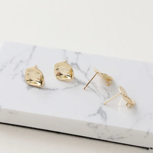 Gold-Coated Concave Silver Needle Earrings