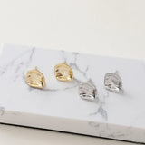 Gold-Coated Concave Silver Needle Earrings