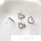 Hollow Peach Heart Silver Needle Earrings, Copper-Plated Gold