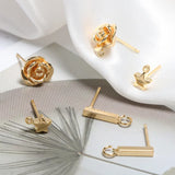 Copper Plated Lace Love Oval Rose Earrings DIY Jewelry Nail Accessories