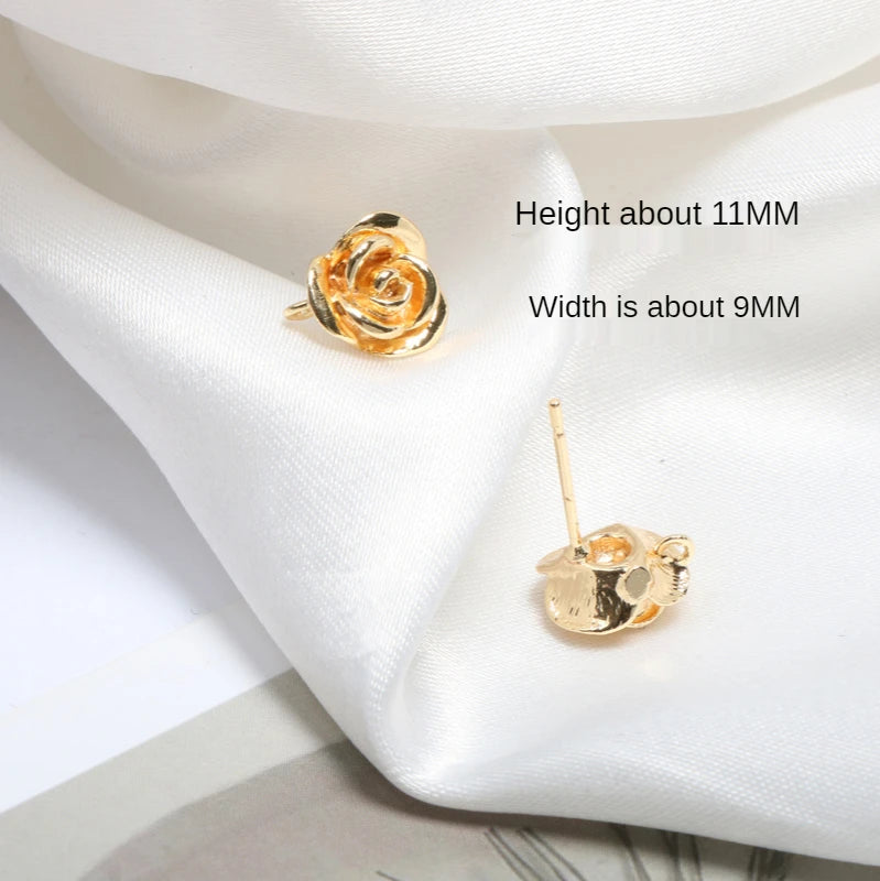 Copper Plated Lace Love Oval Rose Earrings DIY Jewelry Nail Accessories