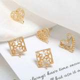 Copper Plated Lace Love Oval Rose Earrings DIY Jewelry Nail Accessories