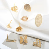 Copper Plated Lace Love Oval Rose Earrings DIY Jewelry Nail Accessories