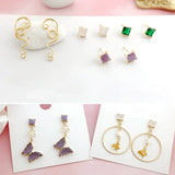 Baroque Pattern Copper Plated Zircon Earrings DIY Material