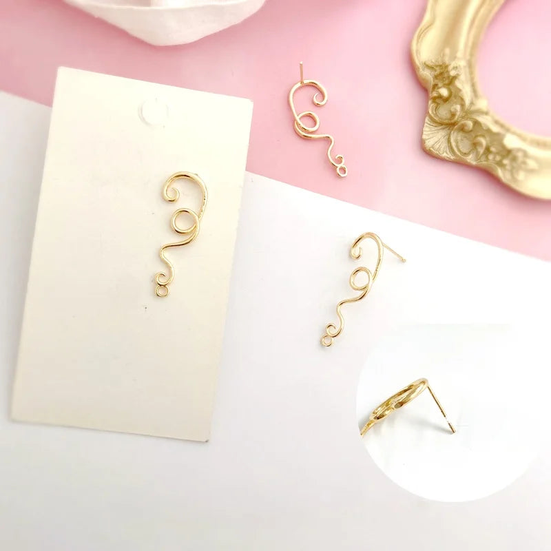 Baroque Pattern Copper Plated Zircon Earrings DIY Material
