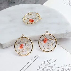 Copper Plated Geometric Mesh Zircon Earrings Pendant