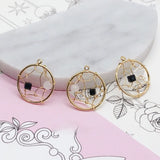Copper Plated Geometric Mesh Zircon Earrings Pendant
