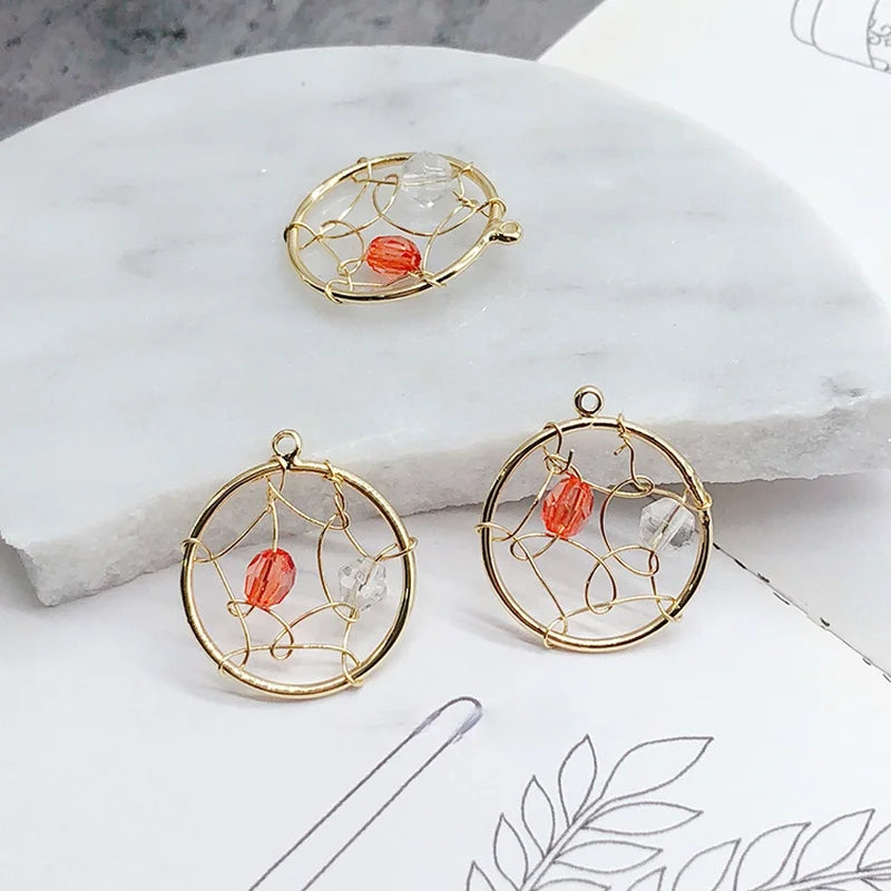 Copper Plated Geometric Mesh Zircon Earrings Pendant