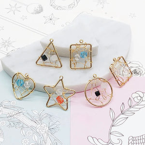 Copper Plated Geometric Mesh Zircon Earrings Pendant