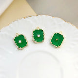 Emerald Square Pendant with Diamonds DIY Earrings Necklace Accessories