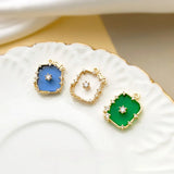 Emerald Square Pendant with Diamonds DIY Earrings Necklace Accessories