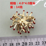 Copper Flower Brooch Pearl Vintage Pin