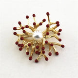 Copper Flower Brooch Pearl Vintage Pin