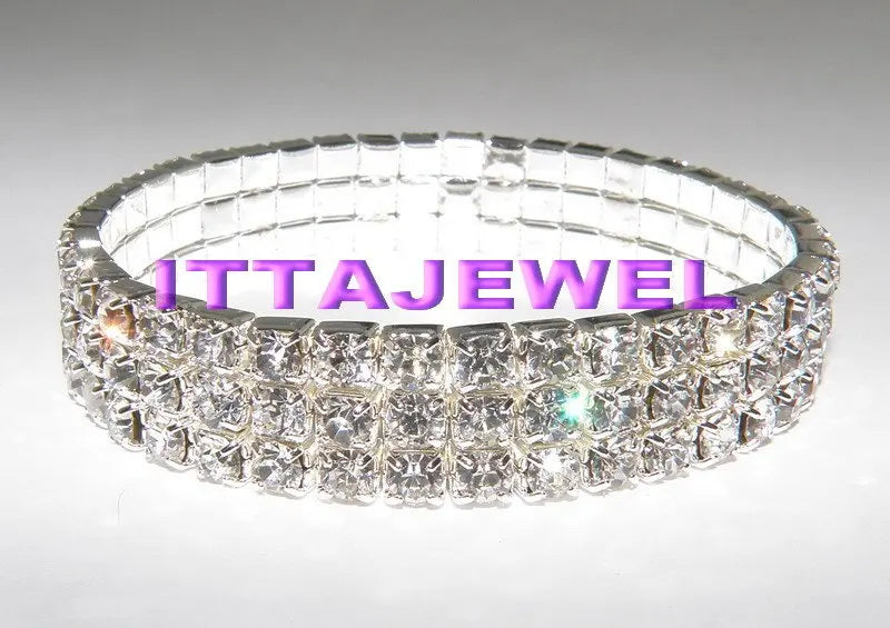 Copper Plated Silver Rhinestone Bracelet 12pcs/lot