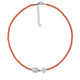 Red Crystal Beads Necklace Shell Stone Pearl Charms Choker