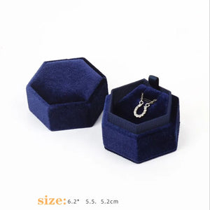 Colorful Spot Hexagon Flannelette Ring/Necklace Jewelry Box