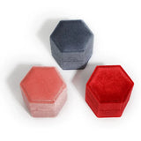 Colorful Spot Hexagon Flannelette Ring/Necklace Jewelry Box