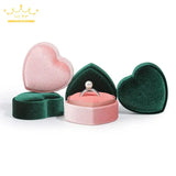 Corduroy Ring Pendant Box Heart Shaped Jewelry Storage Box