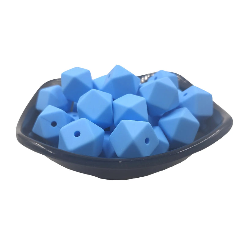 Cornflower Hexagon Silicone Bead 14mm for Keychain DIY Craft