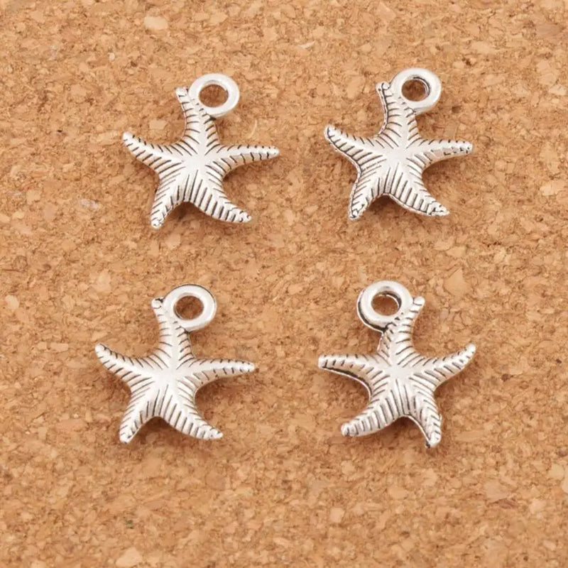 Corrugation Starfish Sea Star Charm Beads 14x16mm 20Pcs